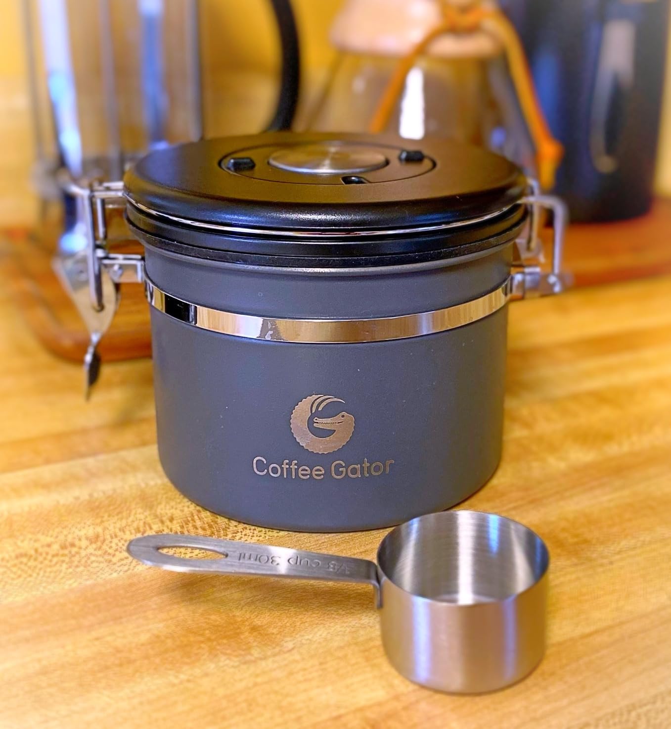 Coffee Gator Coffee Canister, 11oz Airtight Stainless Steel Container | w/ Date Tracker, Scoop, Kitchen Food Storage Jars for Beans,Ground, Espresso, Rice,Tea, Sugar,Cookie, Bar Accessories, Gifts customer photo 2