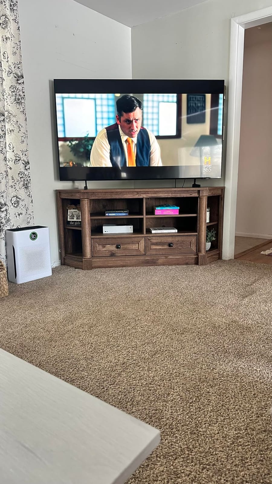 Sauder Palladia Corner TV Stand Console Entertainment Credenza, in Vintage Oak customer photo 2