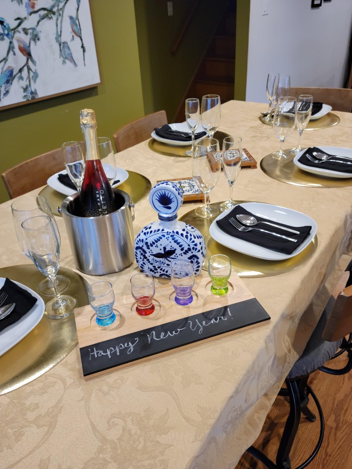 D'Eco Wine Tasting Flight Board Set, Wood Chalkboard & 4 Decanter Glasses | 6 oz Glasses & Wooden Paddle w Chalkboard for Sampling, Great for Charcuterie Boards, Custom Wine Taste Testing & Date Night customer photo 1