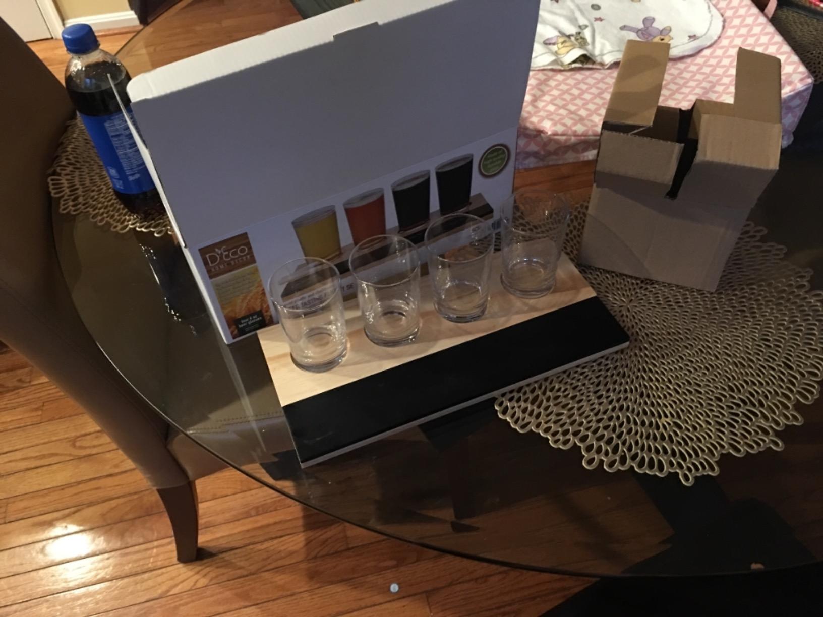 D'Eco Beer Tasting Flight Board Set, Wood Chalkboard & 4 Pilsner Glasses | Includes 6 oz Craft Brew Glasses & Wooden Tray w Chalkboard for Sampling customer photo 2