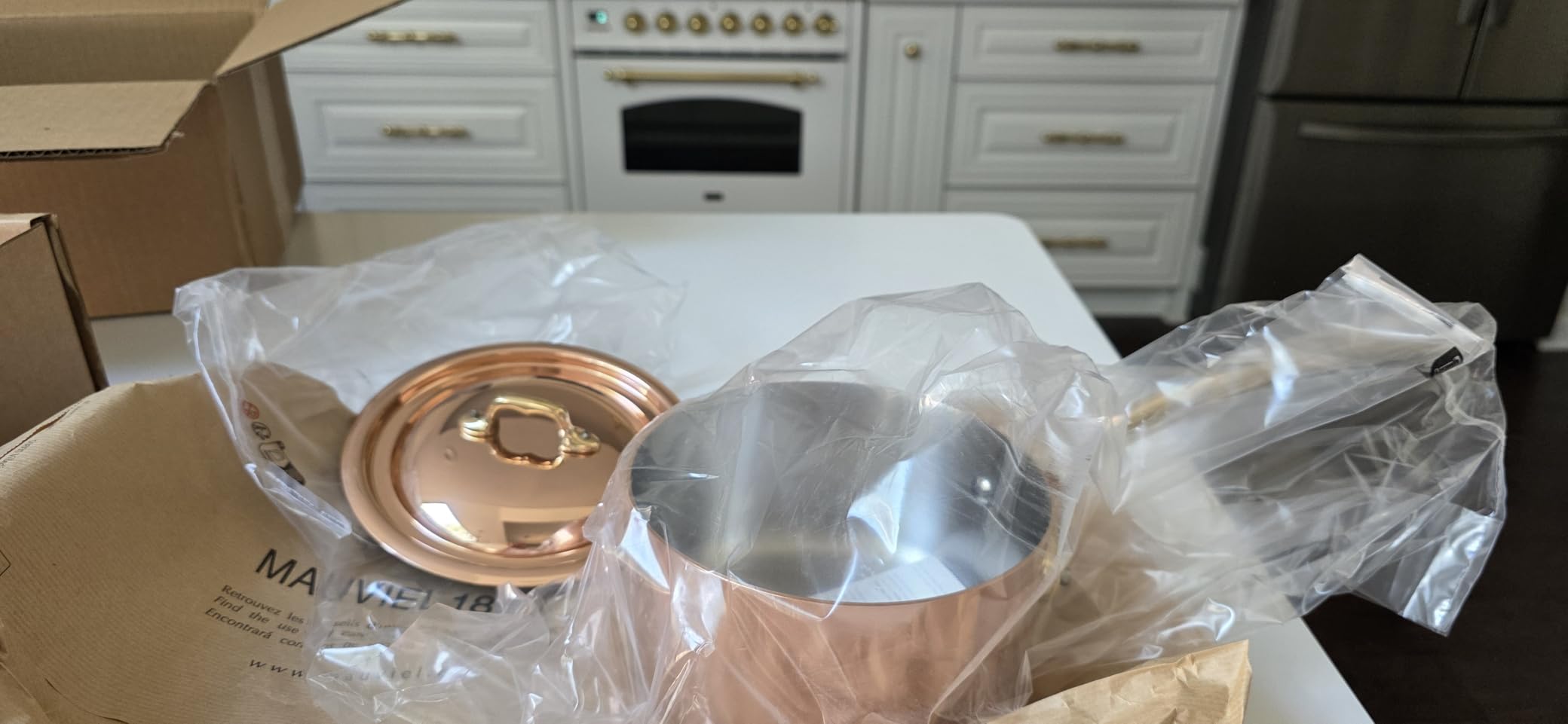 Mauviel M'Heritage 150 B 1.5mm Polished Copper & Stainless Steel Sauce Pan With Lid, And Brass Handles, 1.9-qt, Made in France customer photo 1