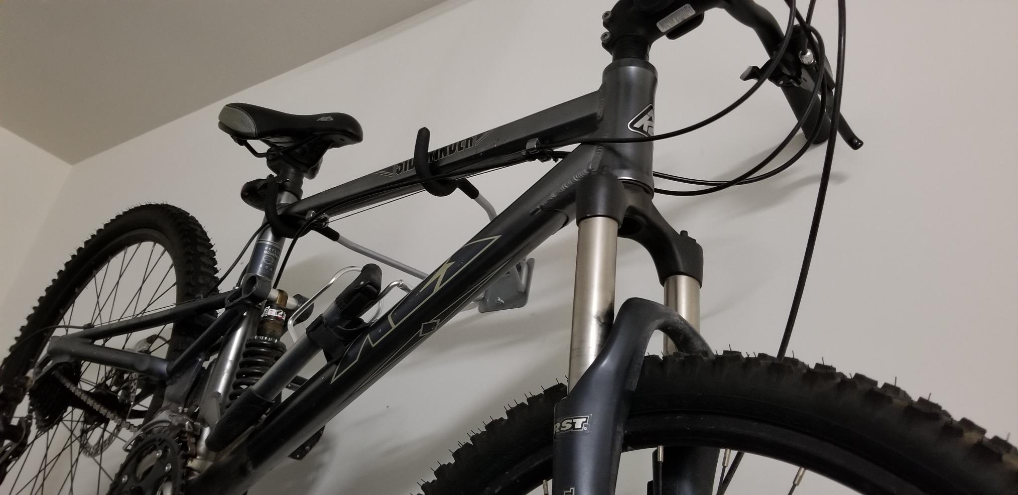 Stalwart Bike Wall Mount - EVA Foam Padded Bicycle Hooks with 50lb Capacity - Flip-Up Garage Bicycle Rack for Mountain, Road, and Kids Bikes by Rad Sportz, Silver, Black customer photo 2