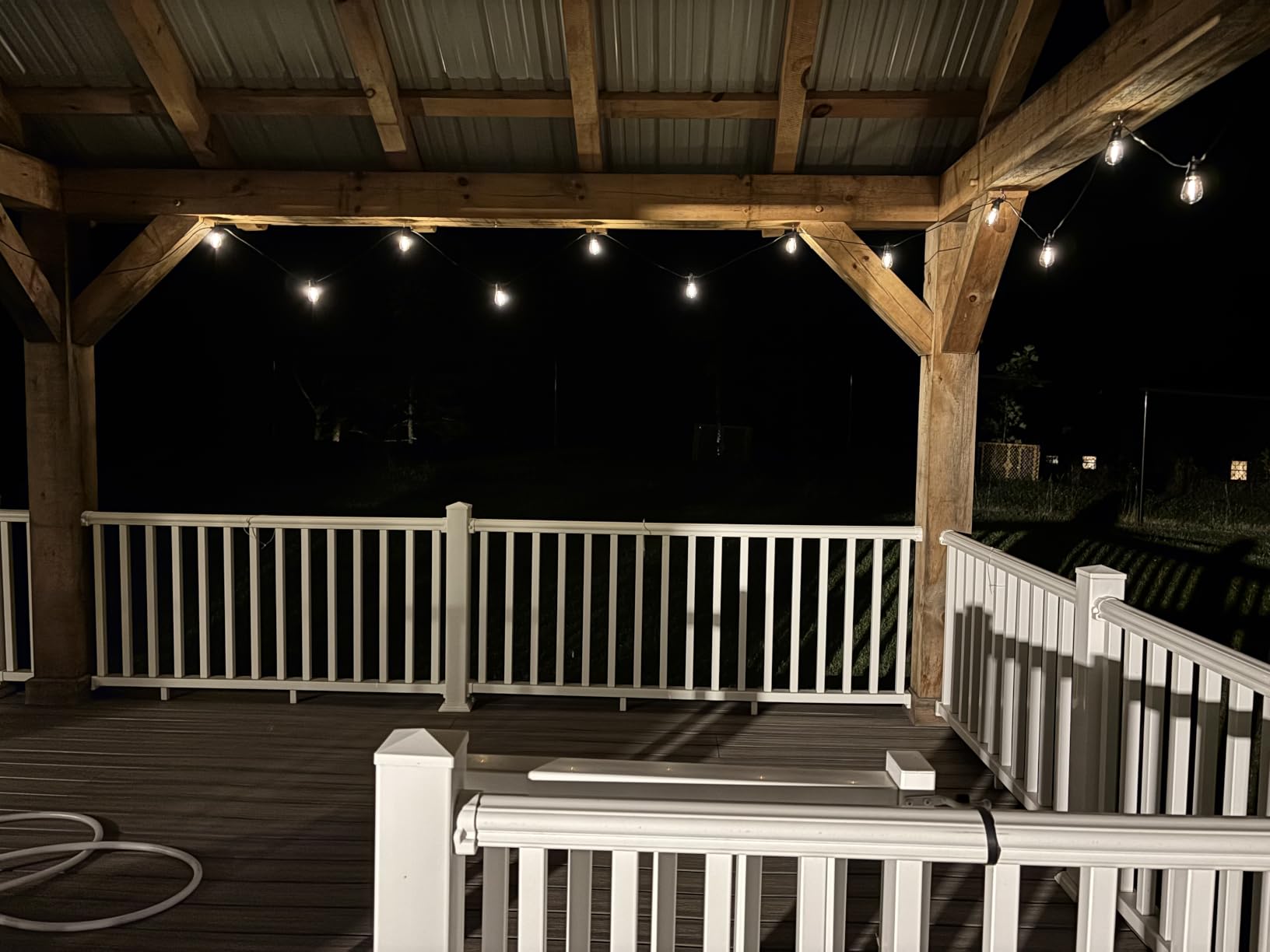 Brightech Ambience Pro Solar Powered Outdoor String Lights -27 ft Commercial Grade Waterproof Edison Patio Lights, Shatterproof LED String Lights for Outside, Porch - 12 Bulbs, 1W Soft White customer photo 1