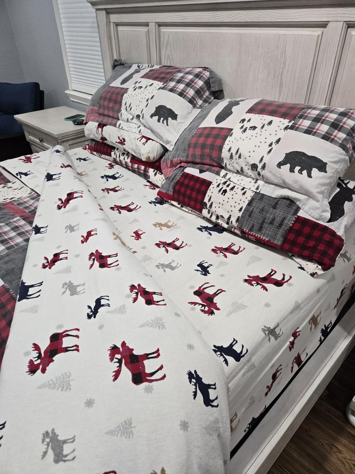 Tribeca Living Queen Deep Pocket Flannel Sheet Set, Charleston Plaid customer photo 1