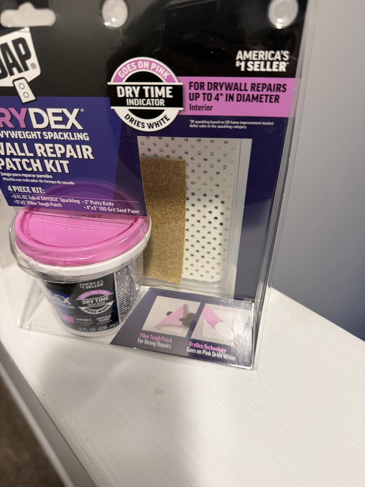 DAP DryDex Spackling Wall Repair Patch Kit, with Pink/White Dry Time Indicator, 8 Oz (7079812345) customer photo 2