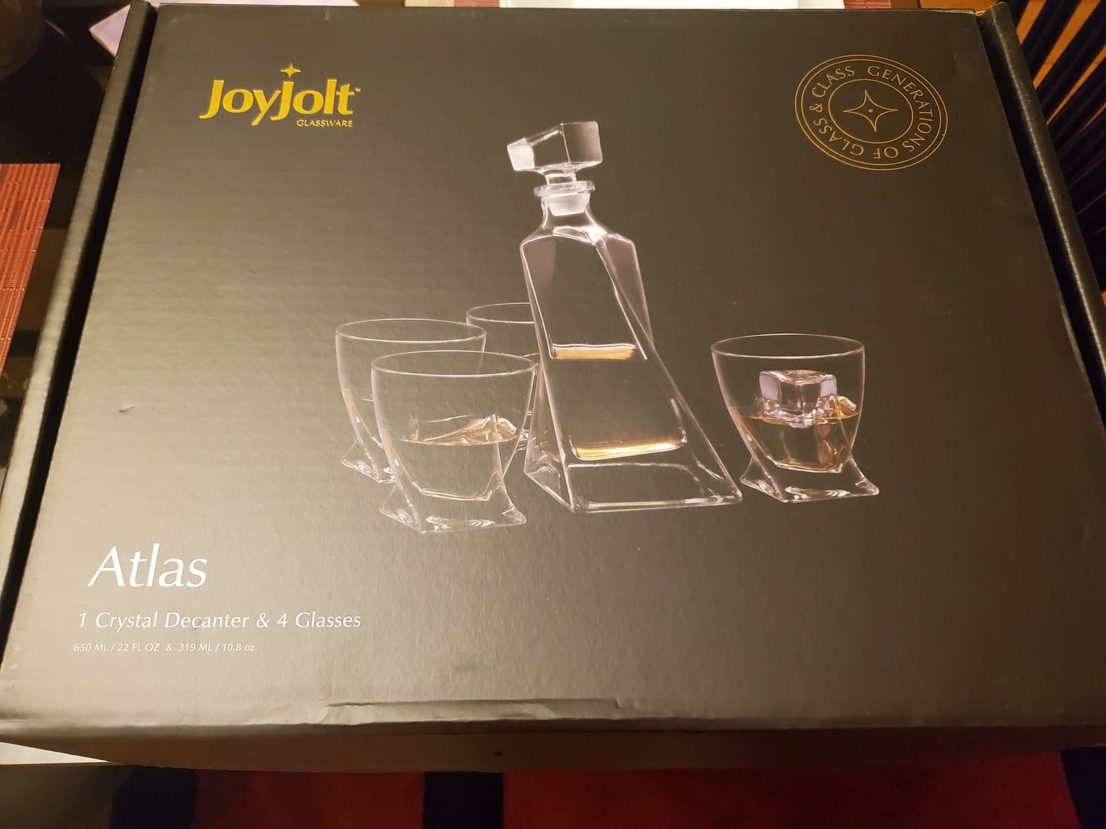 JoyJolt Atlas 5-Piece Luxury Crystal Whiskey Decanter Set, 22 oz Decanter & 4 x 10.8 oz Old Fashioned Whiskey Glasses customer photo 2