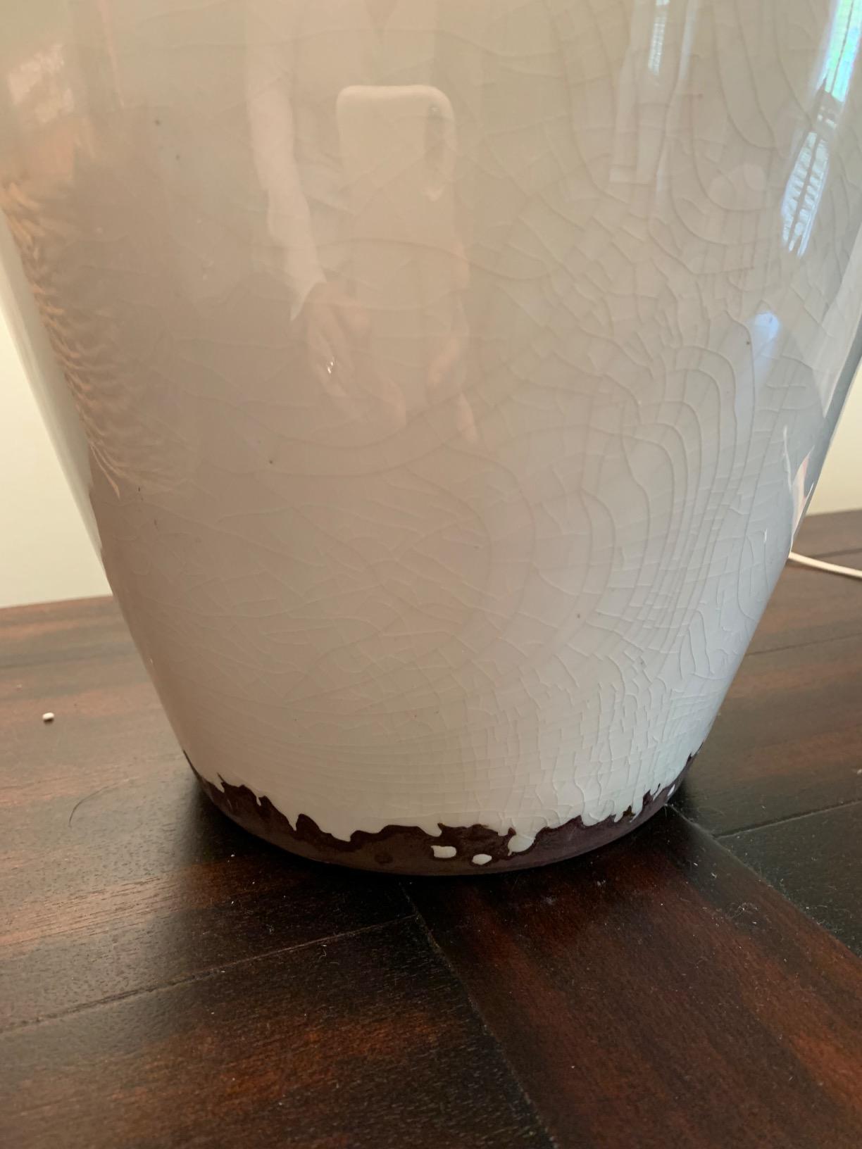 Signature Design by Ashley 27-Inch Farmhouse Ceramic Table Lamp, Cream | Antiqued crackle-glazed ceramic, Heavyweight 10 lbs base, Light fabric drum shade, Emelda Series customer photo 2