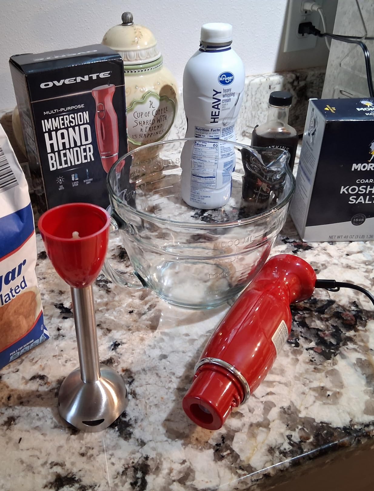 OVENTE Electric Corded Hand Blender, 300W with 2 Mixing Speeds Red HS560R customer photo 1