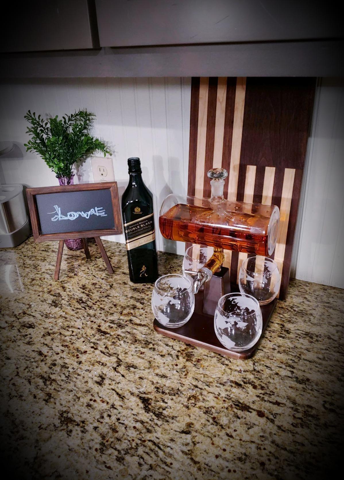 Whiskey Decanter Globe Set with 4 Etched Whiskey Glasses - for Liquor Scotch Bourbon Vodka, Gifts For Men - 1250ml Unique Ship Sails Set for Home Bar, Bourbon, Birthday Gift for Dad customer photo 1