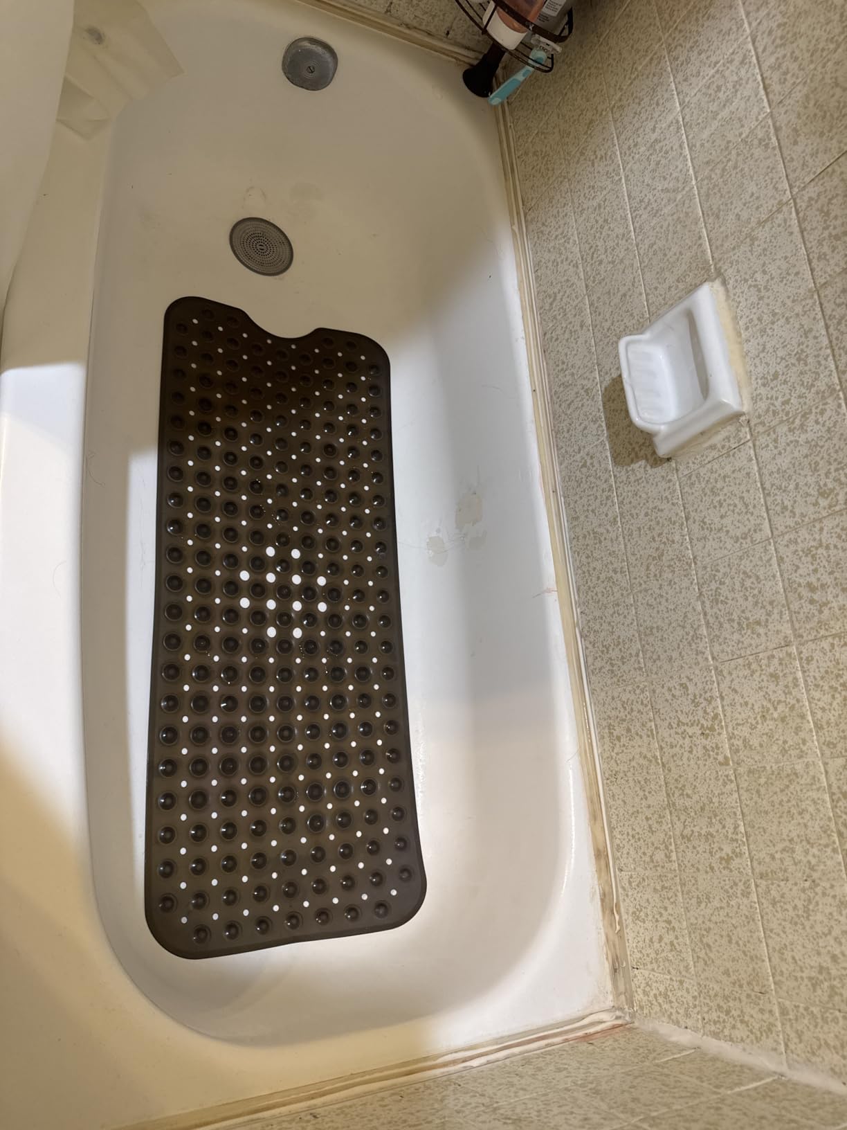 YINENN Bath and Shower Safety Mats 40x16 inch, Non Slip with Suction Cups for Bathroom Stall and Tub Floor, Extra Large and Machine Washable, Drain Holes Keep Bathtub Clean, Clear customer photo 1