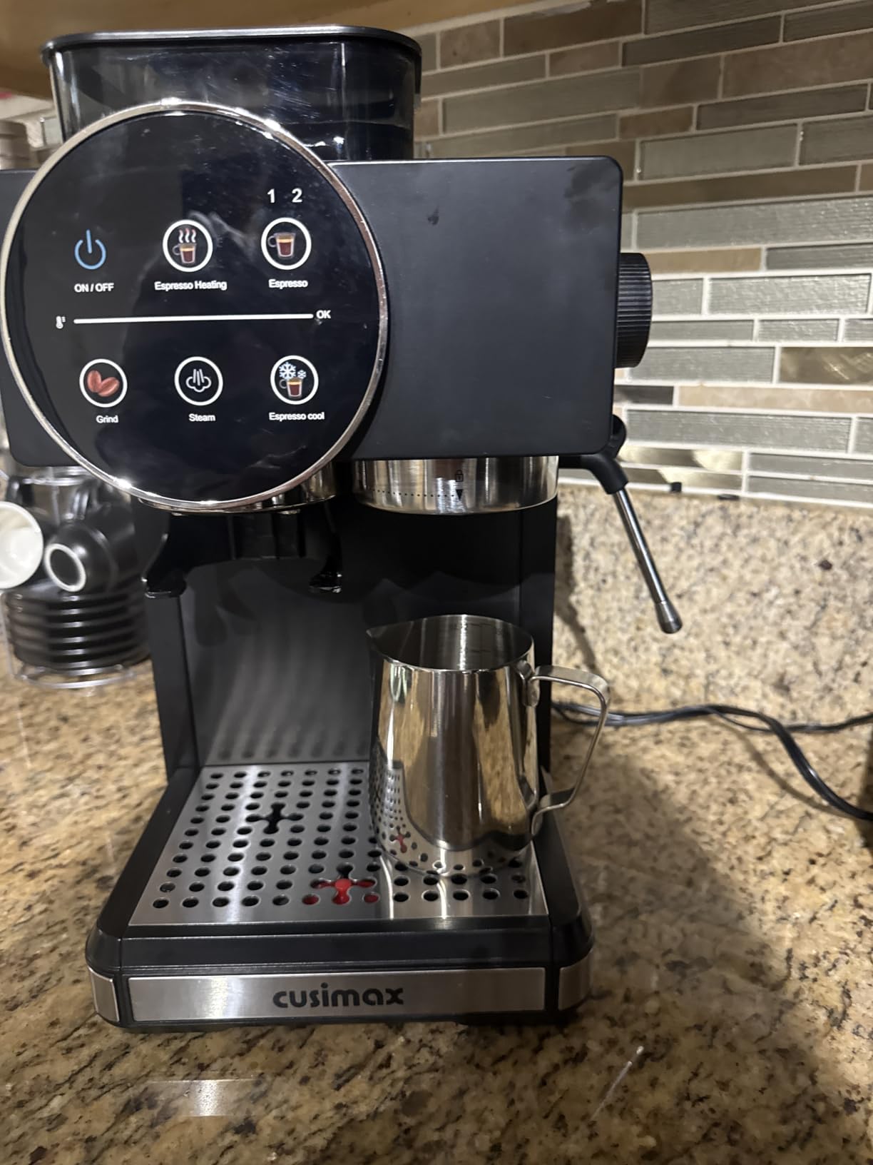 HOFASON Stainless Steel Milk Frothing Pitcher Cappuccino Pitcher Pouring Jug Espresso Cup Creamer Cup for Latte Art, 12 Ounce (350 ML) customer photo 2