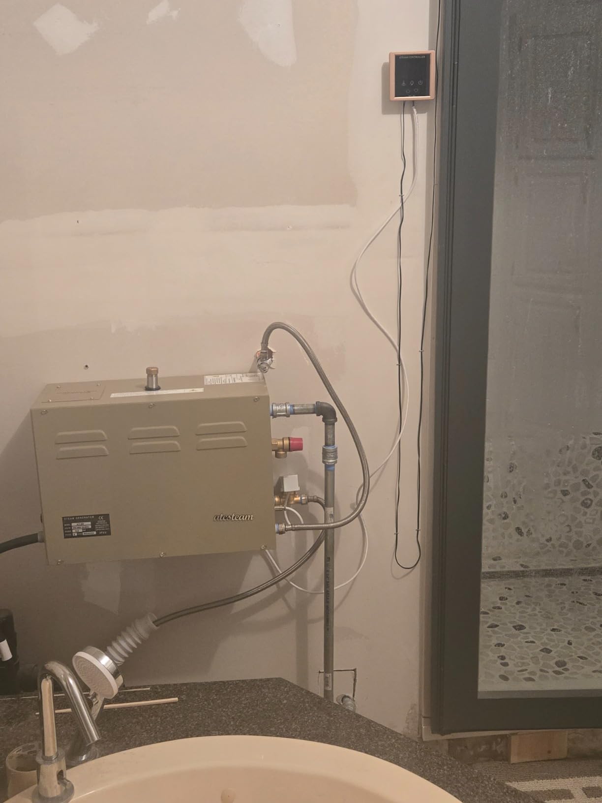 CGOLDENWALL 6KW Commercial Self-Draining Steam Generator Shower System Home Steam Bath Spa Generator 30 min to 12 Hours with Auto Drain 95-131℉ for Suitable Space Heating 6 m³/212 Cubic feet (6KW) customer photo 2