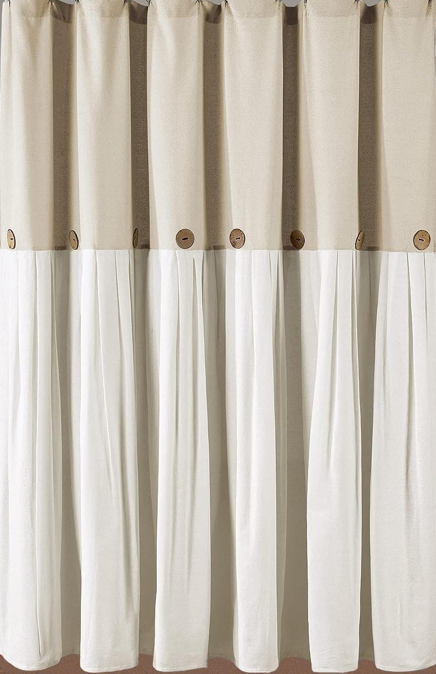 Lush Decor Linen Button Shower Curtain, 72