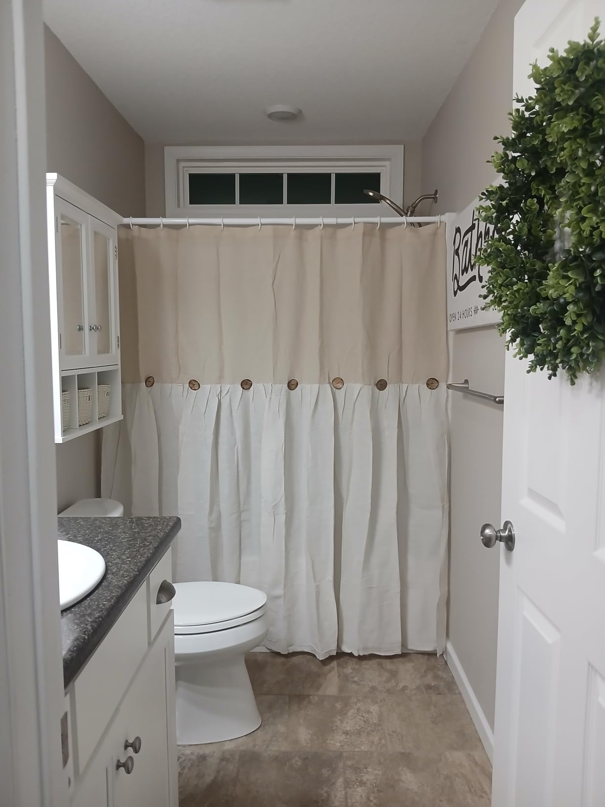 Lush Decor Linen Button Shower Curtain, 72
