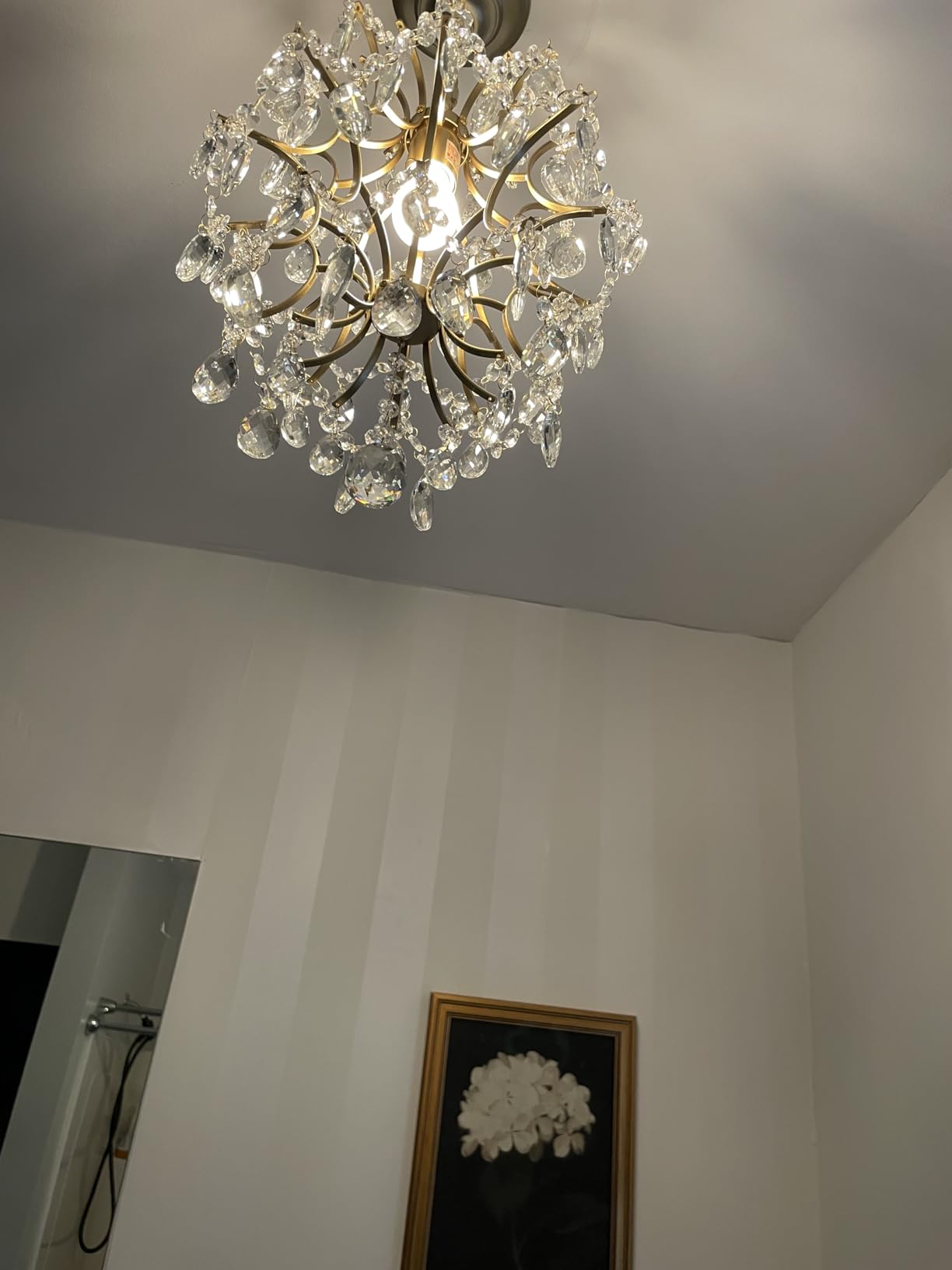 Bestier Modern Pendant Chandelier Crystal Raindrop Lighting Ceiling Light Fixture Lamp for Dining Room Bathroom Bedroom Livingroom entryway 3 E12 Bulbs Required D16 in x H18 in customer photo 1