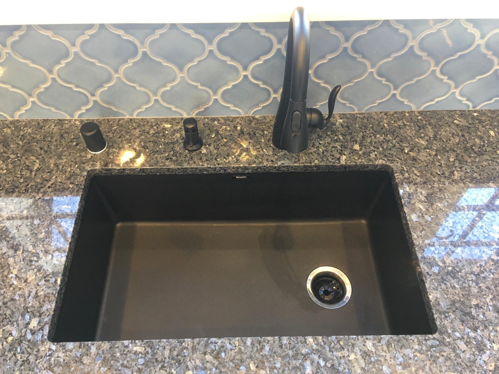 Ruvati 32x19-in Midnight Black epiGranite Undermount Kitchen Sink - RVG2033BK | granite composite quartz, single bowl customer photo 2