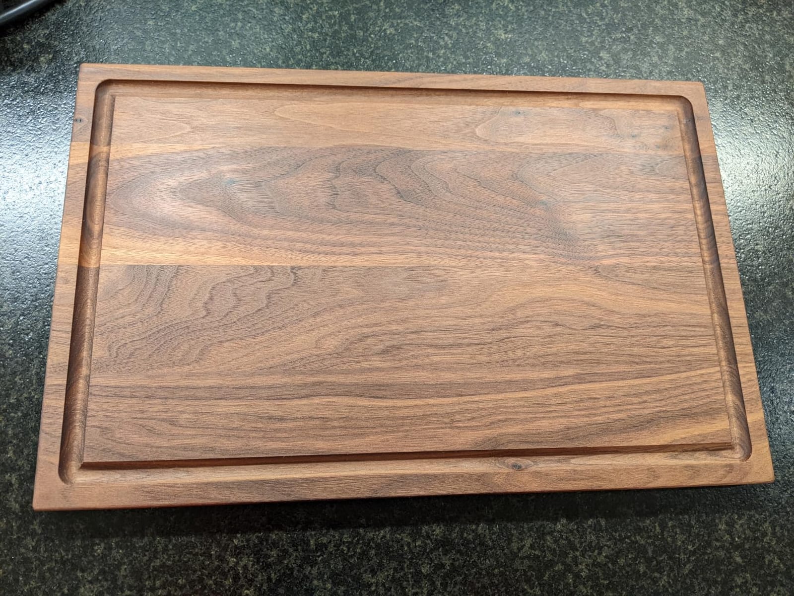 Mevell Large American Black Walnut Cutting Board, Made in USA, Non Toxic | 17 by 11 by 0.75 inches. Juice groove one side, flat carving surface the other. Non toxic hardwood, no microplastics customer photo 1