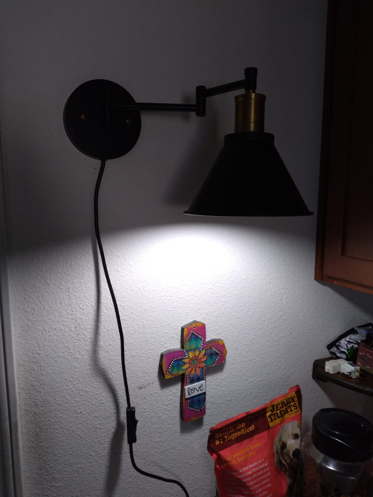 Swing Arm Wall Lamp Plug-in Cord Industrial Wall Sconce, Bronze and Black Finish, with On/Off Switch, E26 Base, 1-Light Bedroom Wall Lights Fixtures, Bedside Reading Lamp customer photo 1