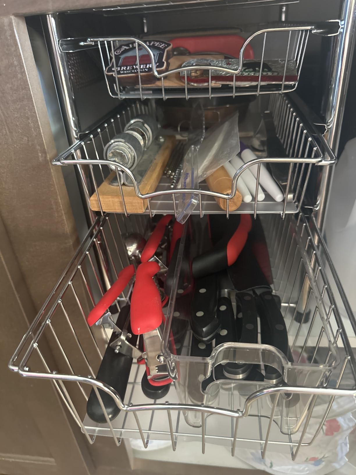 Simple Houseware Stackable 3 Tier Sliding Basket Organizer Drawer, Chrome customer photo 2