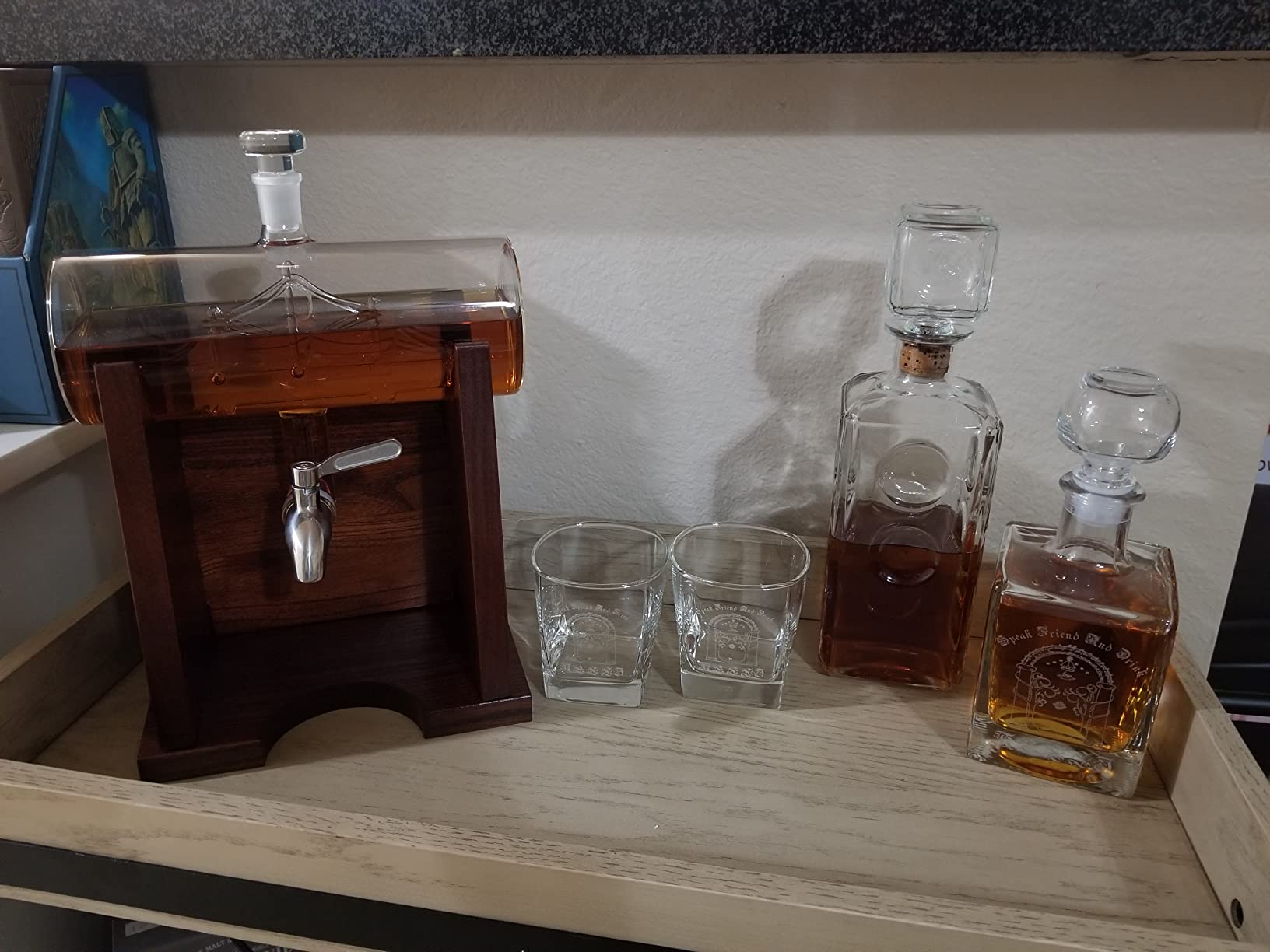 Jillmo Ship Whiskey Decanter Set for Men, 1250ml, 2 Glasses & Wooden Stand | Ship Inside And Precision Spigot Design Create A Memorable Decanter Gift For Dads, Husbands, And Whiskey Lovers customer photo 2