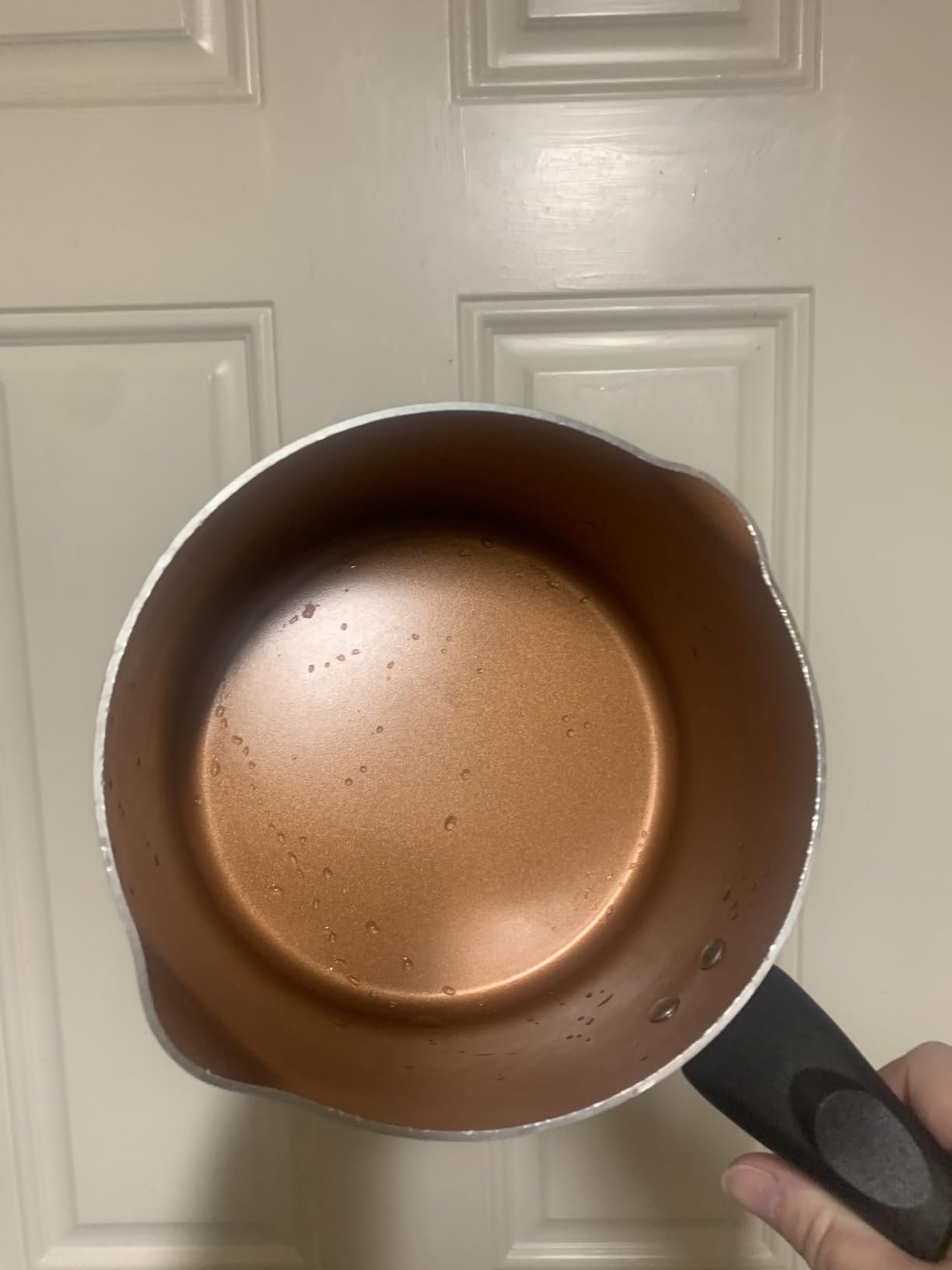 Farberware Glide Copper Ceramic Nonstick Straining Sauce Pan, 3-Quart customer photo 1