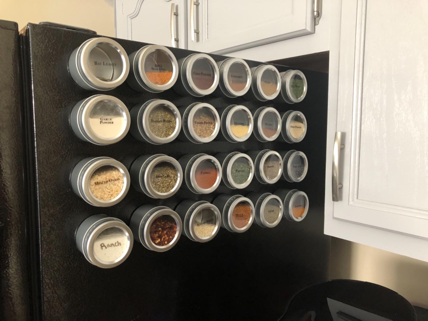 Talented Kitchen Magnetic Spice Jars - 3 oz, Stainless Steel, 24-Pack - Spice Tins with Sift & Pour Lids & Fridge Magnets for Kitchen Organization customer photo 2