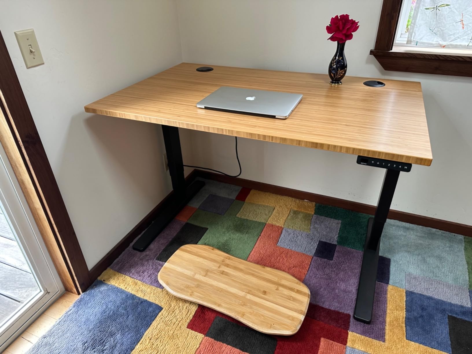 Bamboo (72 x 30 inch) Standing Desk 2-Leg V3 Adjustable Stand Up C-Frame (White), Advanced Keypad, Wire Grommets, Wire Tray, Rocker Board customer photo 2