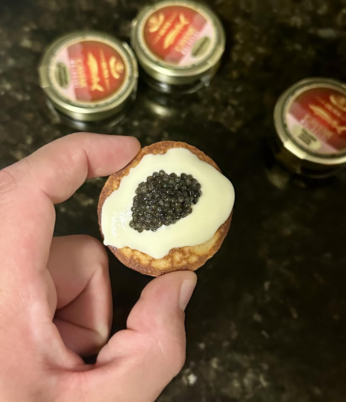 OLMA Noble Caviar Gift Set, 2 oz/56g, 4 Varieties | Includes 2 oz of Kaluga Royal, Siberian Osetra Aurora, Hackleback and Paddlefish caviar with blinis and spoon customer photo 1