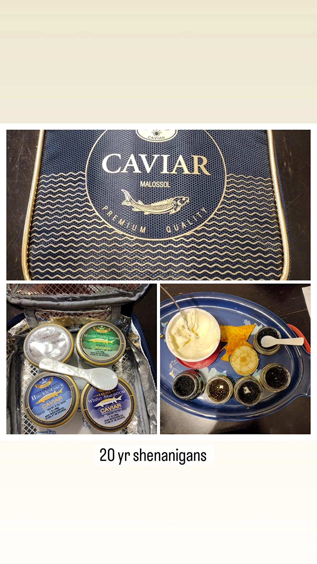 OLMA Regal Caviar Gift Set - 4 oz (112g) of Caviar, Includes Kaluga Royal, Siberian Osetra Aurora, Hackleback, White Sturgeon, Serving Spoon & Blinis - Superior Grade Fresh Roe Fish Eggs customer photo 1