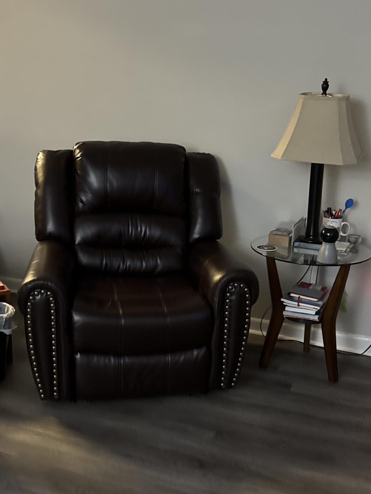 CANMOV Leather Recliner Chair, Classic and Traditional Manual Recliner Chair with Comfortable Arms and Back Single Sofa for Living Room, Nut Brown customer photo 1