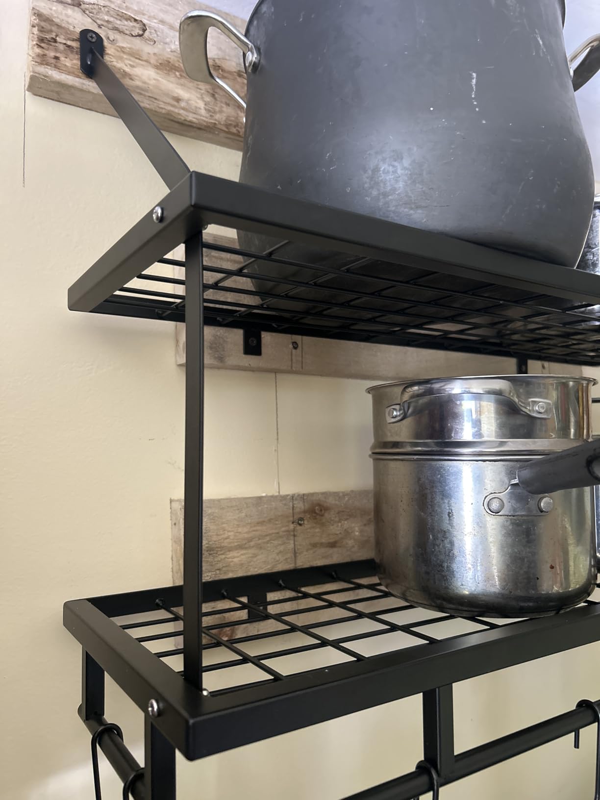 KES 30-Inch Kitchen Pot Rack - Mounted Hanging Rack for Kitchen Storage and Organization - Matte Black 2-Tier Wall Shelf with Guard Rail for Pots and Pans Organizer with 12 Hooks - KUR215S75B-BK customer photo 1