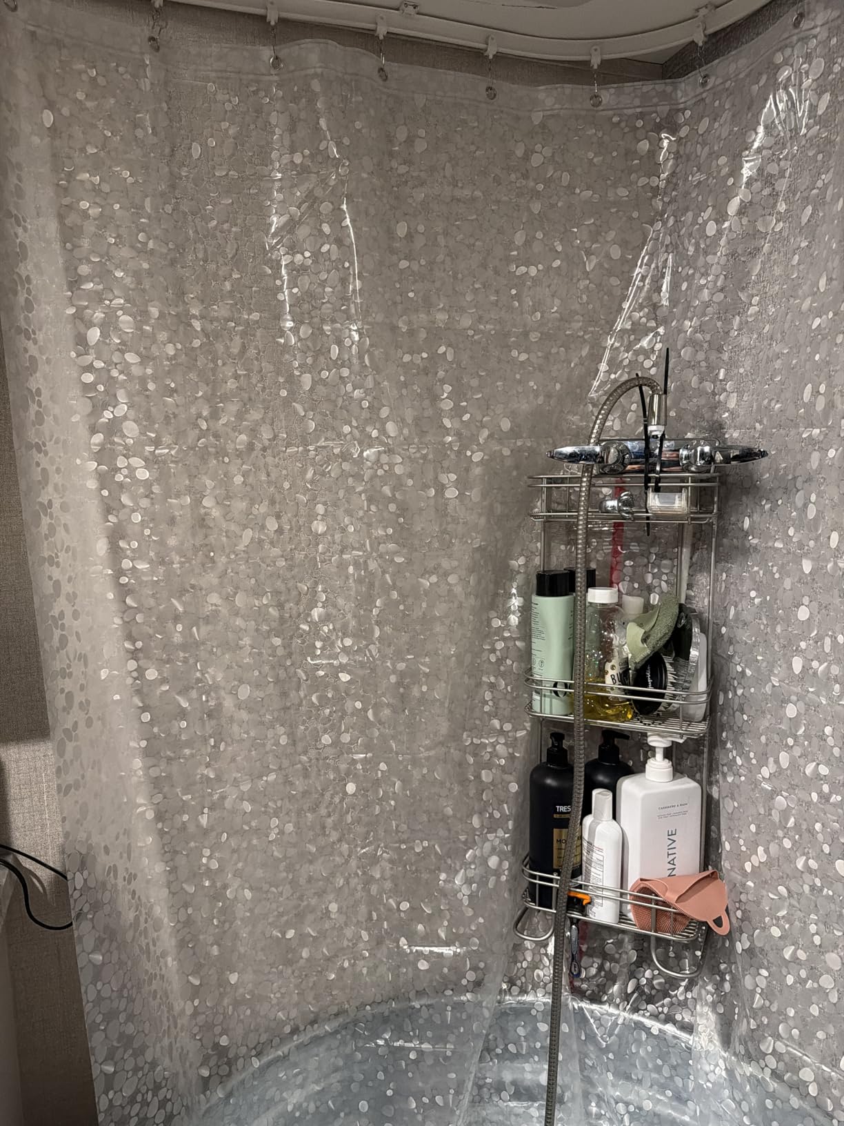 Bostofy Waterproof Shower Curtain Liner 8G EVA Thick Shower Curtain with Heavy Duty 3 Bottom Magnets, Shower Liner for Shower Stall, Bathtubs, 3D Pebble Pattern, 72 x 72, 12 Hooks customer photo 2