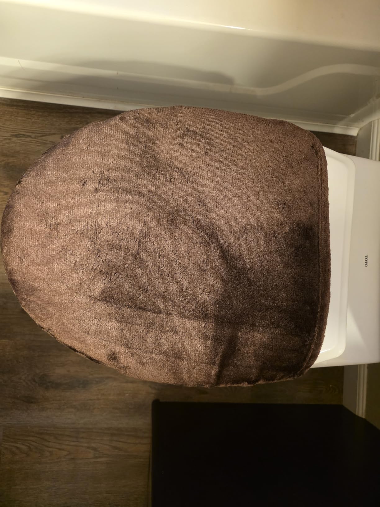 GORILLA GRIP Thick Memory Foam Toilet Lid Seat Cover, 19.5x18.5 Grey customer photo 1