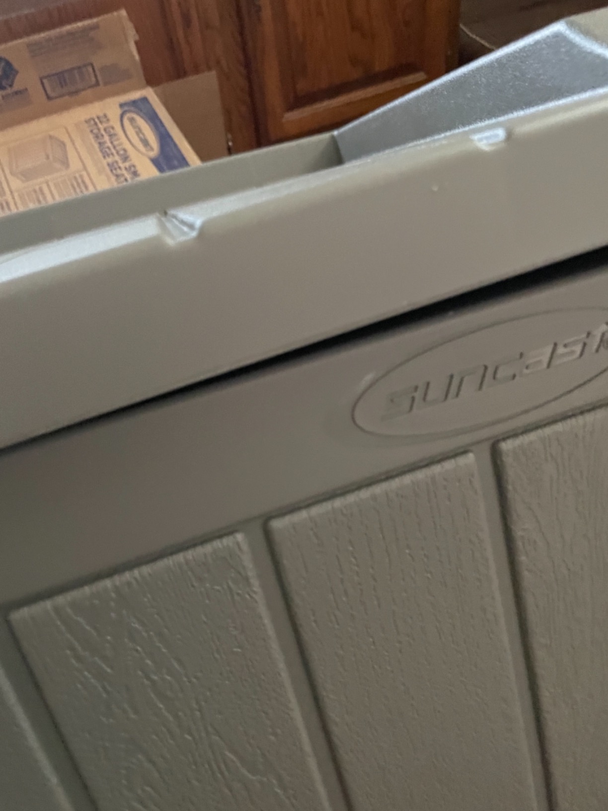 Suncast Outdoor Storage Box - 22 Gallon Stone Gray Resin Outdoor Deck Box with Seat, Weatherproof Patio Storage Bin Container for Keeping Cushions, Tools, & Towels for Pool, Yard, & Garden customer photo 2