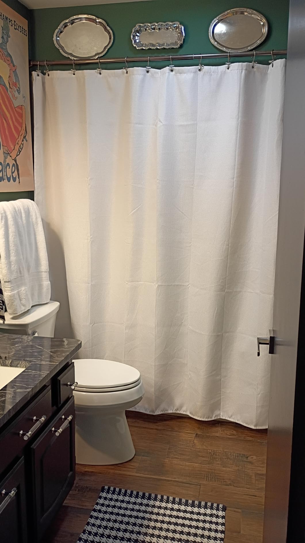 AmazerBath White Shower Curtain Fabric, Waffle Shower Curtains for Bathroom, Cloth Shower Curtain Heavy Duty, Thick Bathroom Shower Curtains Hotel Quality, Premium Polyester, 72x72 Inches customer photo 2