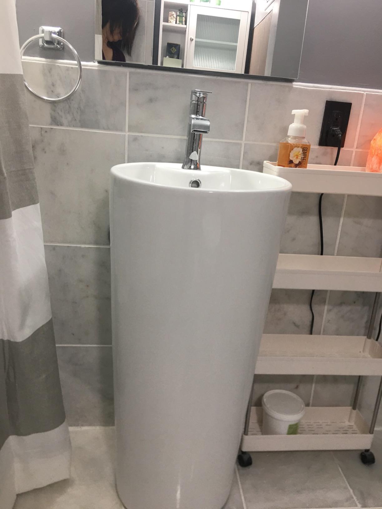 Monaco Circular Basin Pedestal Sink in Glossy White SM-PS307 customer photo 1