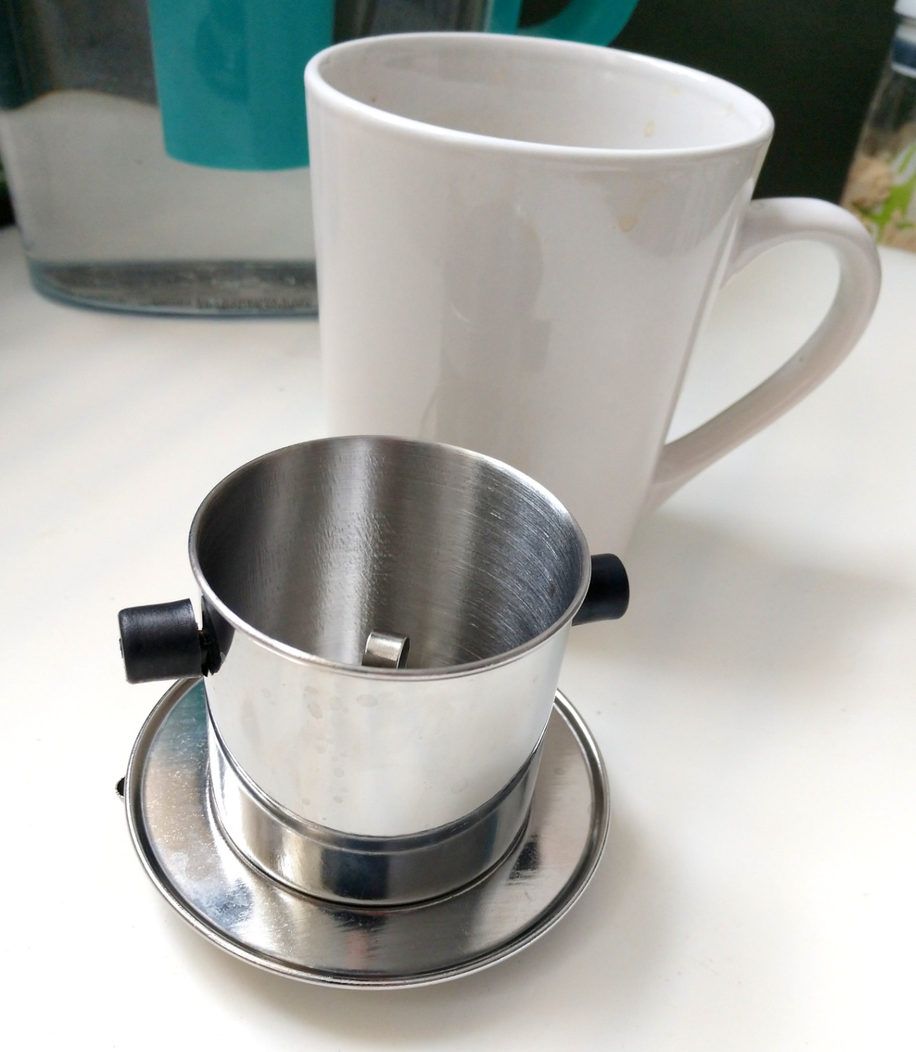 Vietnamese coffee maker filter set, French press style pour-over coffee dripper, Portable 1-cup single-serve reusable coffee press, 8oz medium (1) customer photo 1