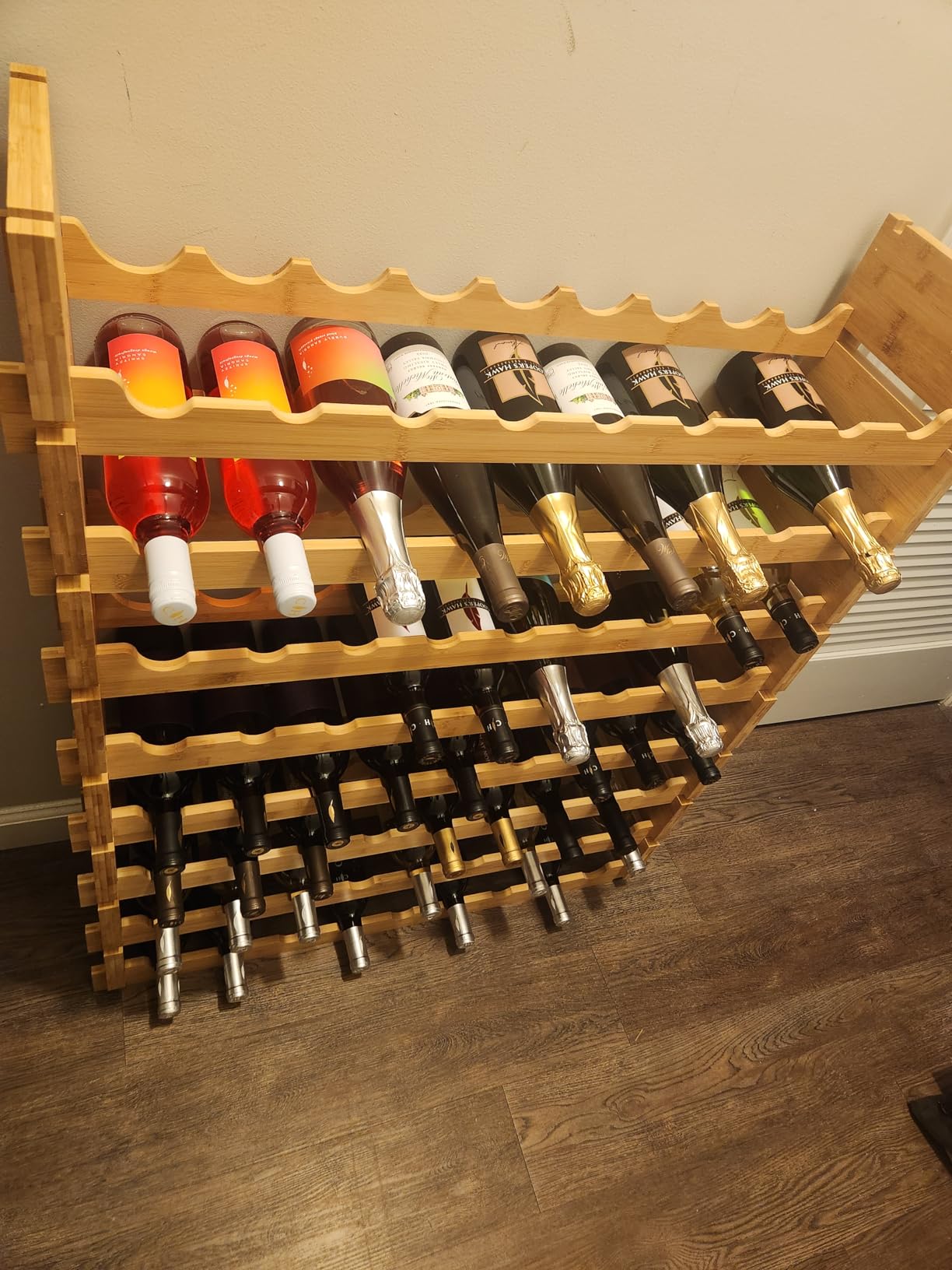 DECOMIL - 72 Bottle Stackable Modular Wine Rack Wine Storage Rack Solid Bamboo Wine Holder Display Shelves, Wobble-Free (Eight-Tier, 72 Bottle Capacity) customer photo 1