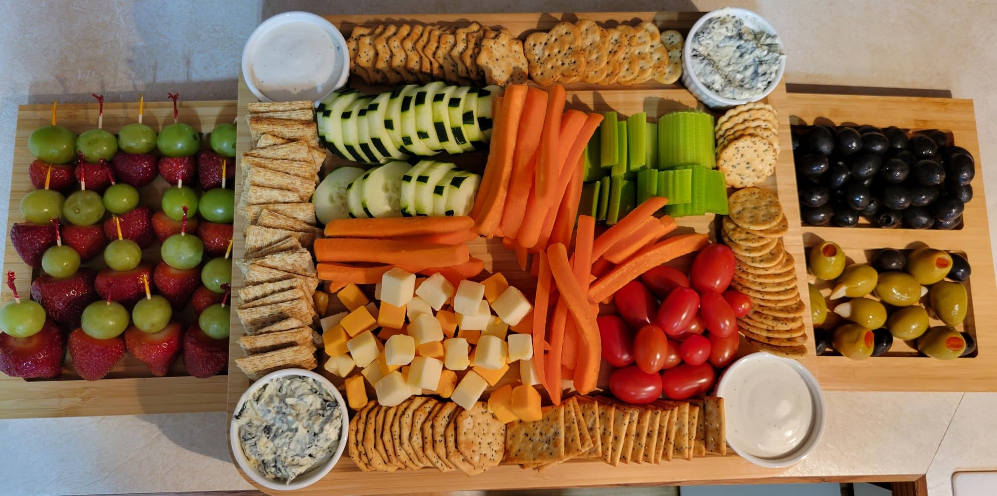 SMIRLY Charcuterie Boards Set, Large Cheese Board Set, Bamboo | House Warming Gift, Wedding Gift for Couple, Bridal Shower Gift, Cheese Board Gift Set, Detachable Drawer Design, 3-Drawer customer photo 1