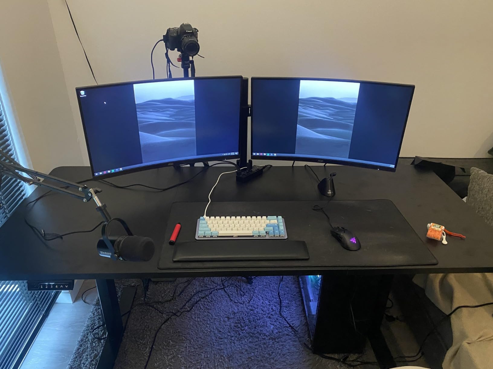 Black 60 x 24 in Standing Desk, DESK-KIT-1B6B | Electric, Holds 220 lbs, Sit Stand, Height Adjustable, Solid One-Piece Table Top, Memory Presets, 1B Series, Black Frame customer photo 1
