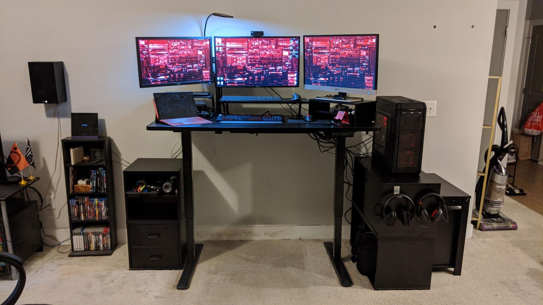 Black 60 x 24 in Standing Desk, DESK-KIT-1B6B | Electric, Holds 220 lbs, Sit Stand, Height Adjustable, Solid One-Piece Table Top, Memory Presets, 1B Series, Black Frame customer photo 2