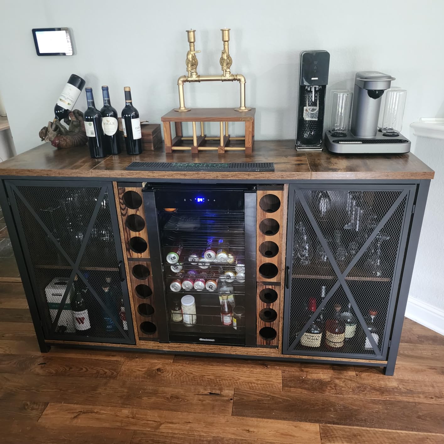 Rustic State Sonoma Wall Mounted Wood Vertical Wine Rack Holder Storage Shelf Organizer for 4 Bottles - Home, Kitchen, Dining Room Bar Décor - Walnut customer photo 1