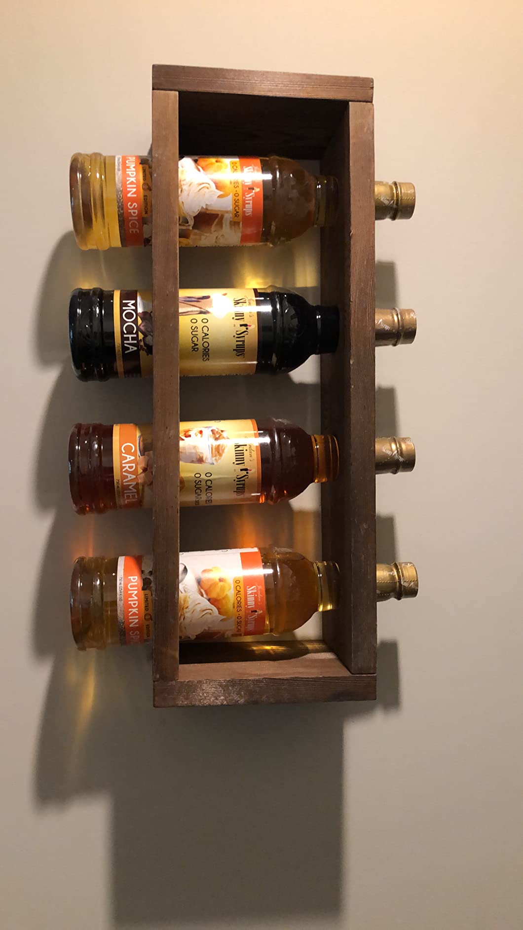 Rustic State Sonoma Wall Mounted Wood Vertical Wine Rack Holder Storage Shelf Organizer for 4 Bottles - Home, Kitchen, Dining Room Bar Décor - Walnut customer photo 2