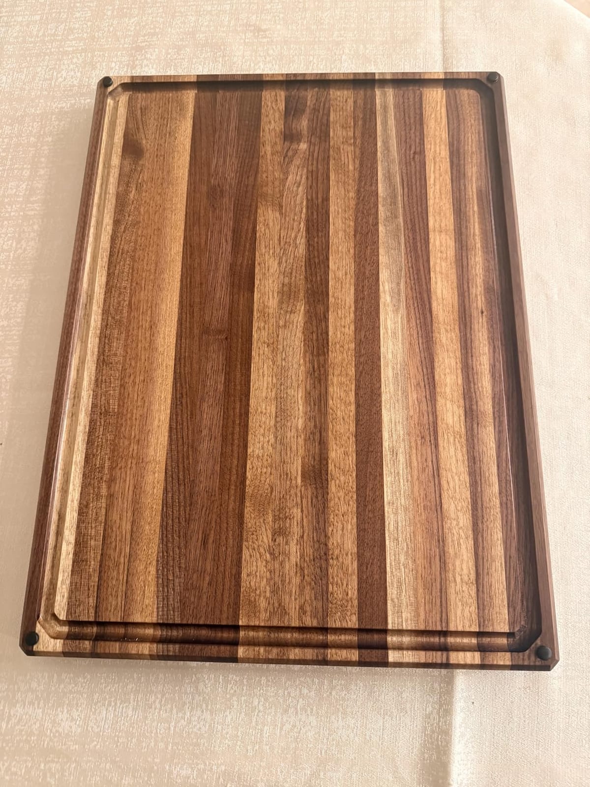 Sonder Los Angeles Laurel Teak Wood Cutting Board, Large 18x14x1.25 in | Non-toxic, Edge Grain, Juice Groove, Reversible, Built-in Handles, Gift Box Included, 7.5 lbs customer photo 2