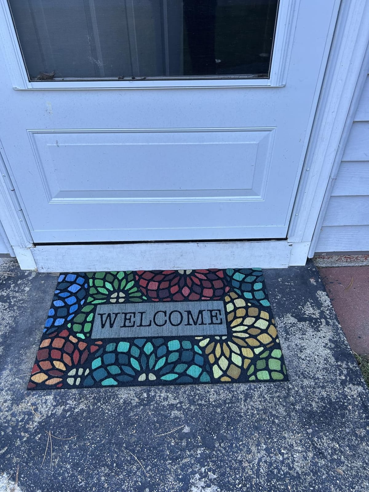 Mohawk Home Entryway Door Mat 1.5' x 2.5' All Weather Doormat Outdoor Non Slip Recycled Rubber, Welcome Stained Glass Floret customer photo 1