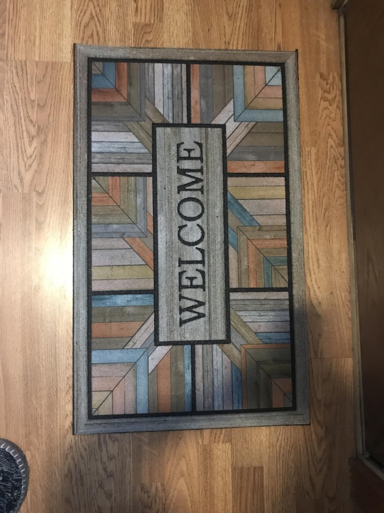 Mohawk Home Entryway Door Mat 1.5' x 2.5' All Weather Doormat Outdoor Non Slip Recycled Rubber, Welcome Stained Glass Floret customer photo 2