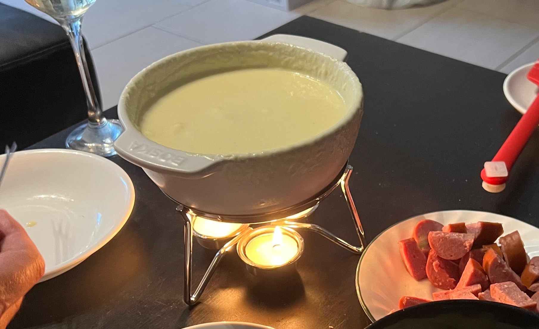 Boska Cheese Fondue Party Set - Fondue Pot Set Microwave Safe Ceramic Hot Pot Chocolate Fountain Snack - Wedding Registry Items Small Kitchen Appliances for up to 4 Persons customer photo 1