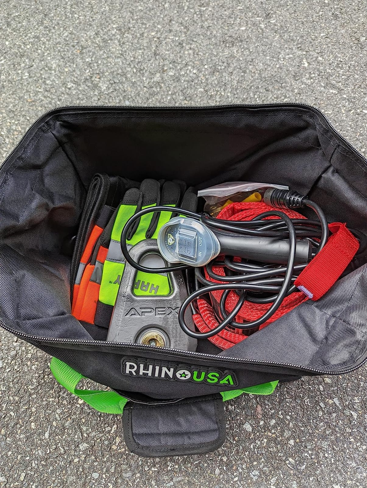 Rhino USA Recovery Gear Storage Bag - Heavy Duty Off-Road Equipment Bag | For Tow Straps, Shackles, Snatch Block & UTV Gear. Heavy Duty Off-Road Recovery Kit Organizer for Jeep, Truck & 4x4. Black customer photo 2