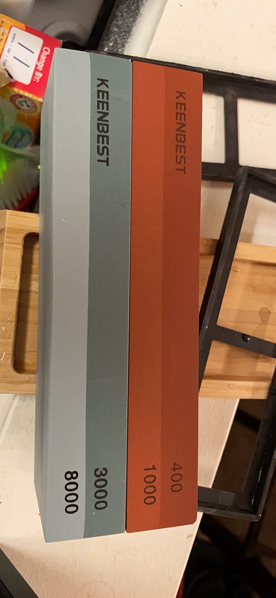 KEENBEST 400 1000 3000 8000 Girt Whetstone Knife Sharpening Stone Kit | Ultimate Master Sharpening Kit for All Knives, Premium Non-Slip Bamboo Base, Angle Guide, Flattening Stone, Leather Strop customer photo 2