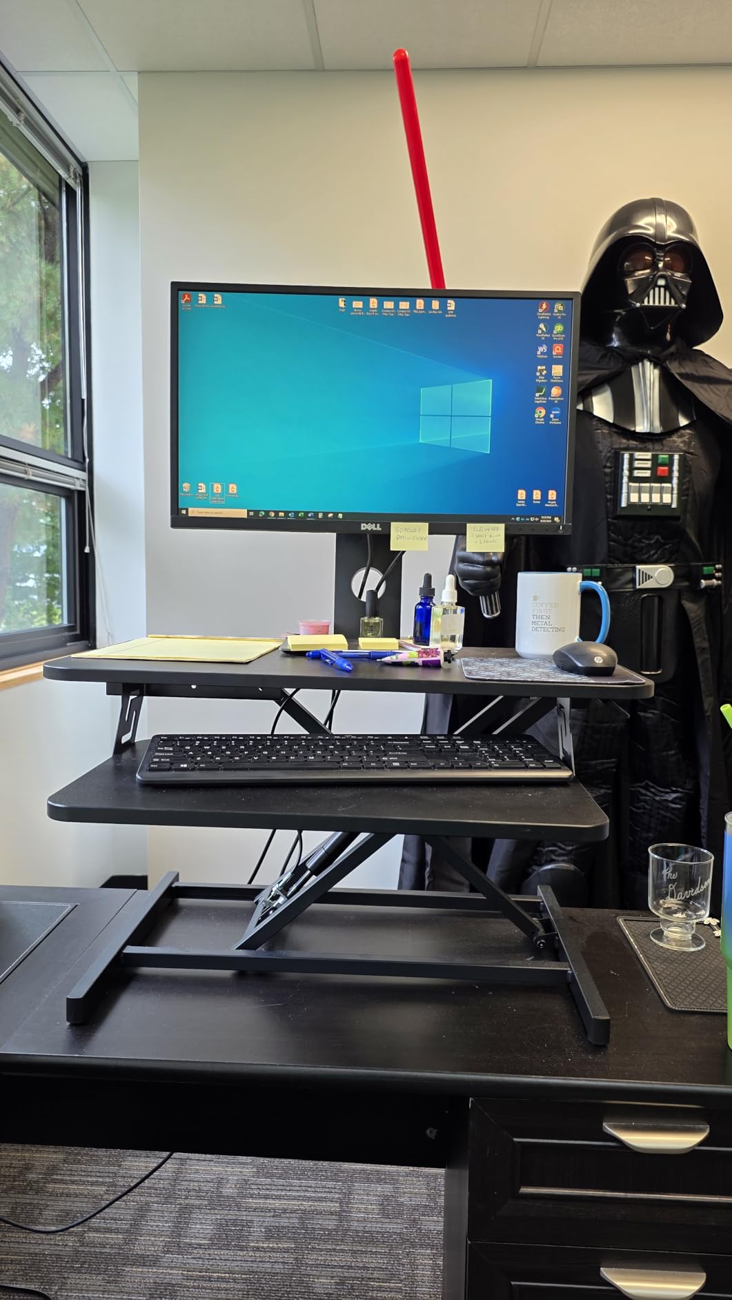 VIVO Black 32 inch Standing Desk Riser, DESK-V000S | Height Adjustable, Stand Up Desk Converter, Quick Sit to Stand, Tabletop Dual Monitor Riser Workstation, Minimal Assembly customer photo 1